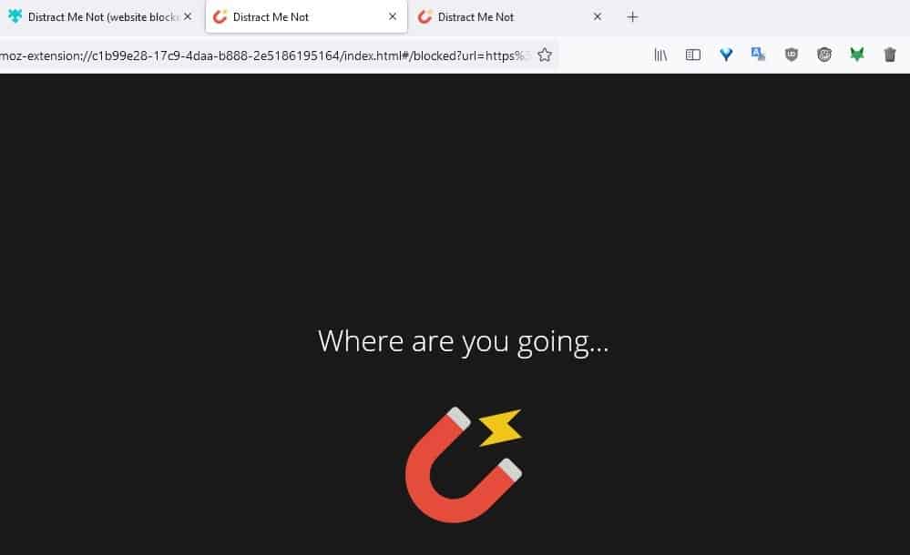 Distract Me Not is a website blocker extension for Firefox
