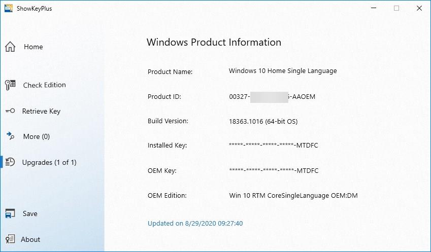 Find your Windows product key or validate it with ShowKeyPlus