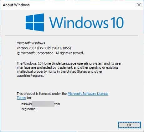 KB5004476 update Windows 10 2004 19041.1055