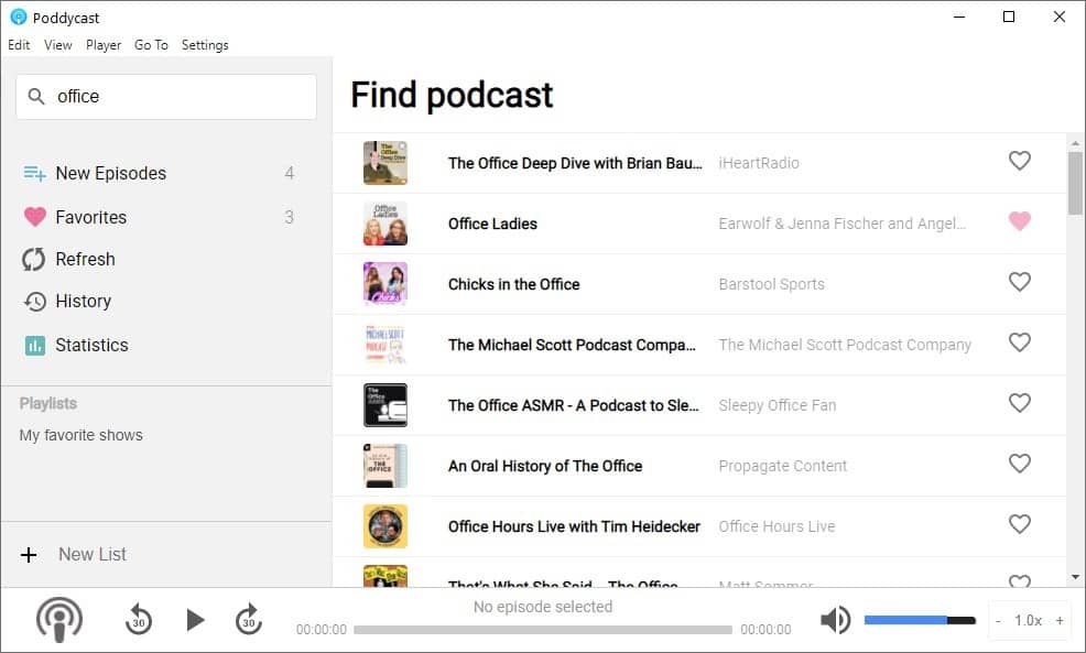 Poddycast search for podcast