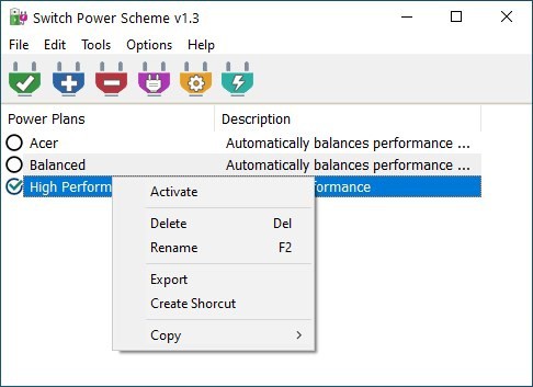 Switch Power Scheme - right-click menu