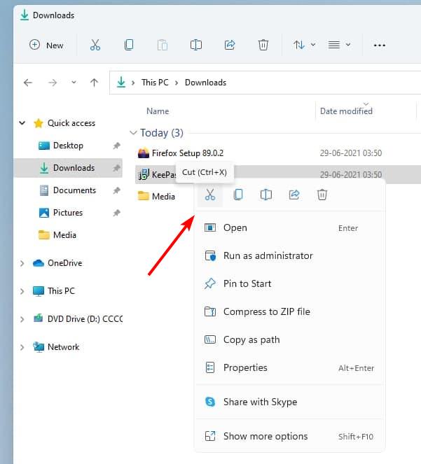 Windows 11 - File Explorer context menu