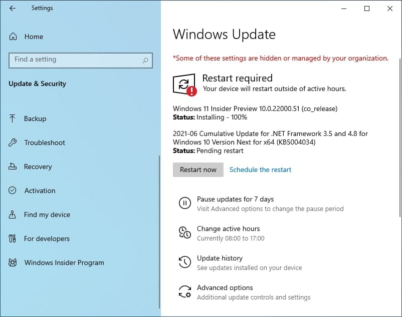 Windows 11 Insider Preview install