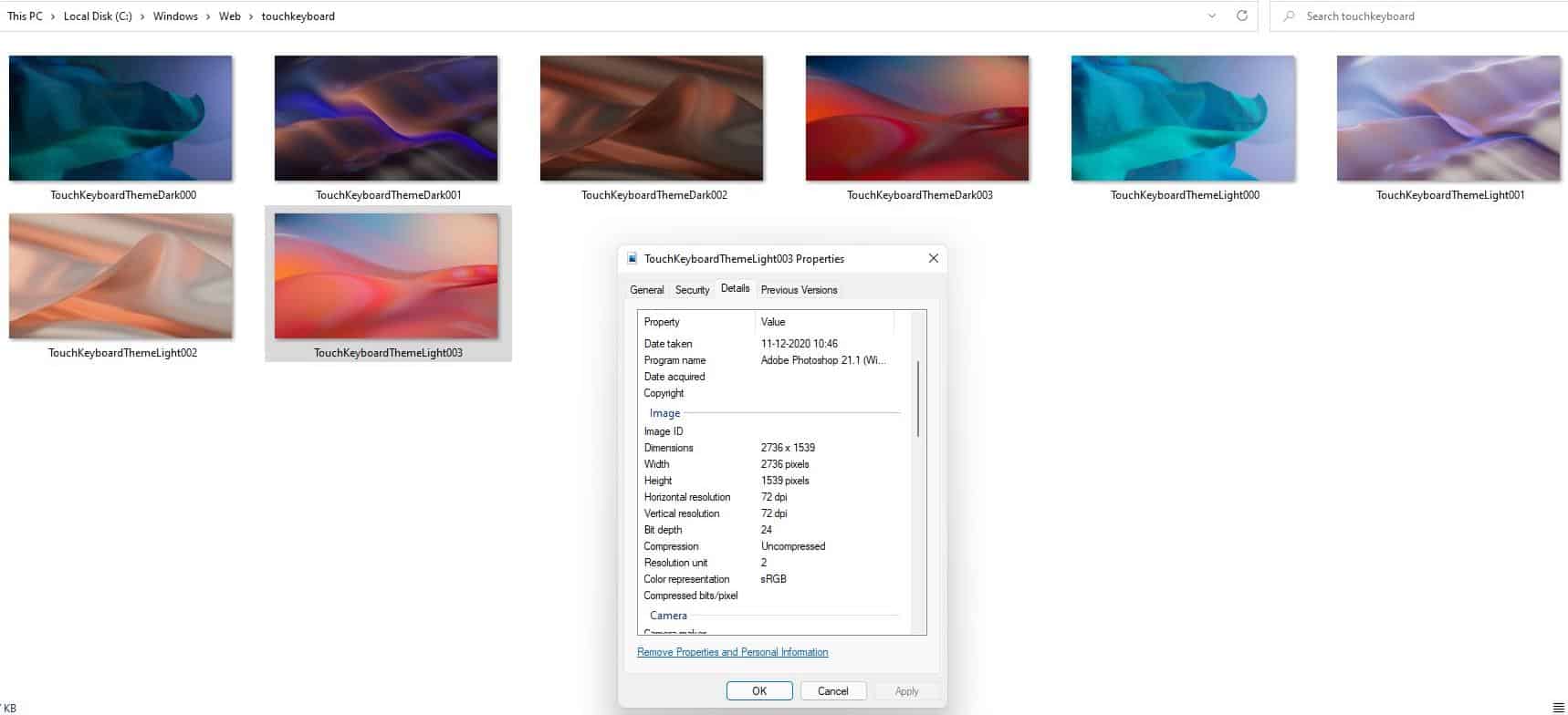 Windows 11 wallpapers - touchkeyboard folder