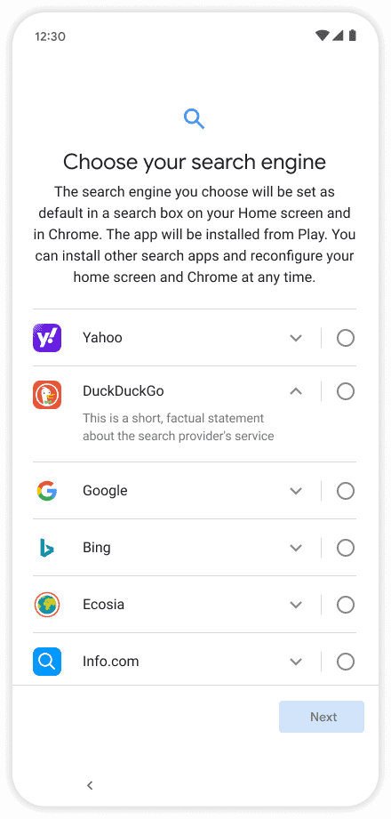 android select search engine