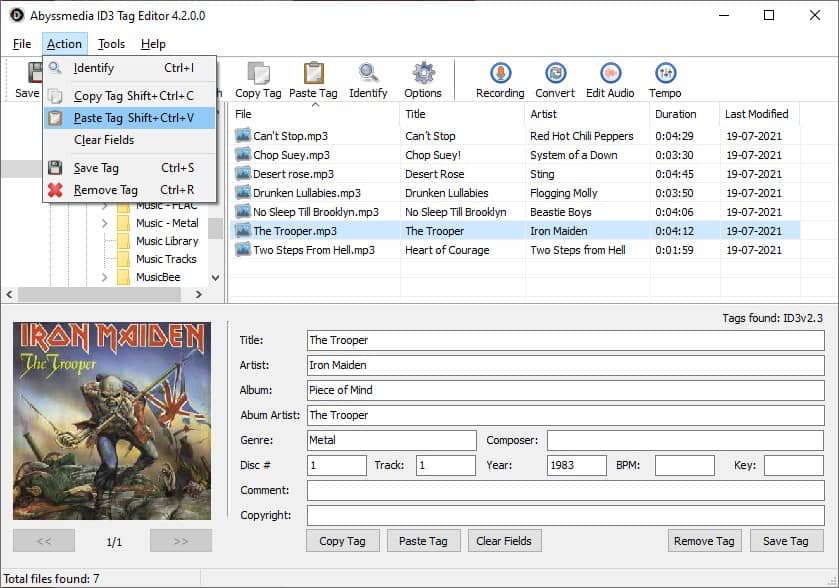 Abyssmedia ID3 Tag Editor is a simple, freeware program that allows you to edit audio tags