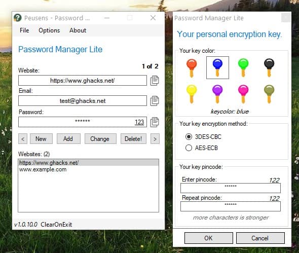 Peusens Password Manager Lite - save passwords to encrypted offline database