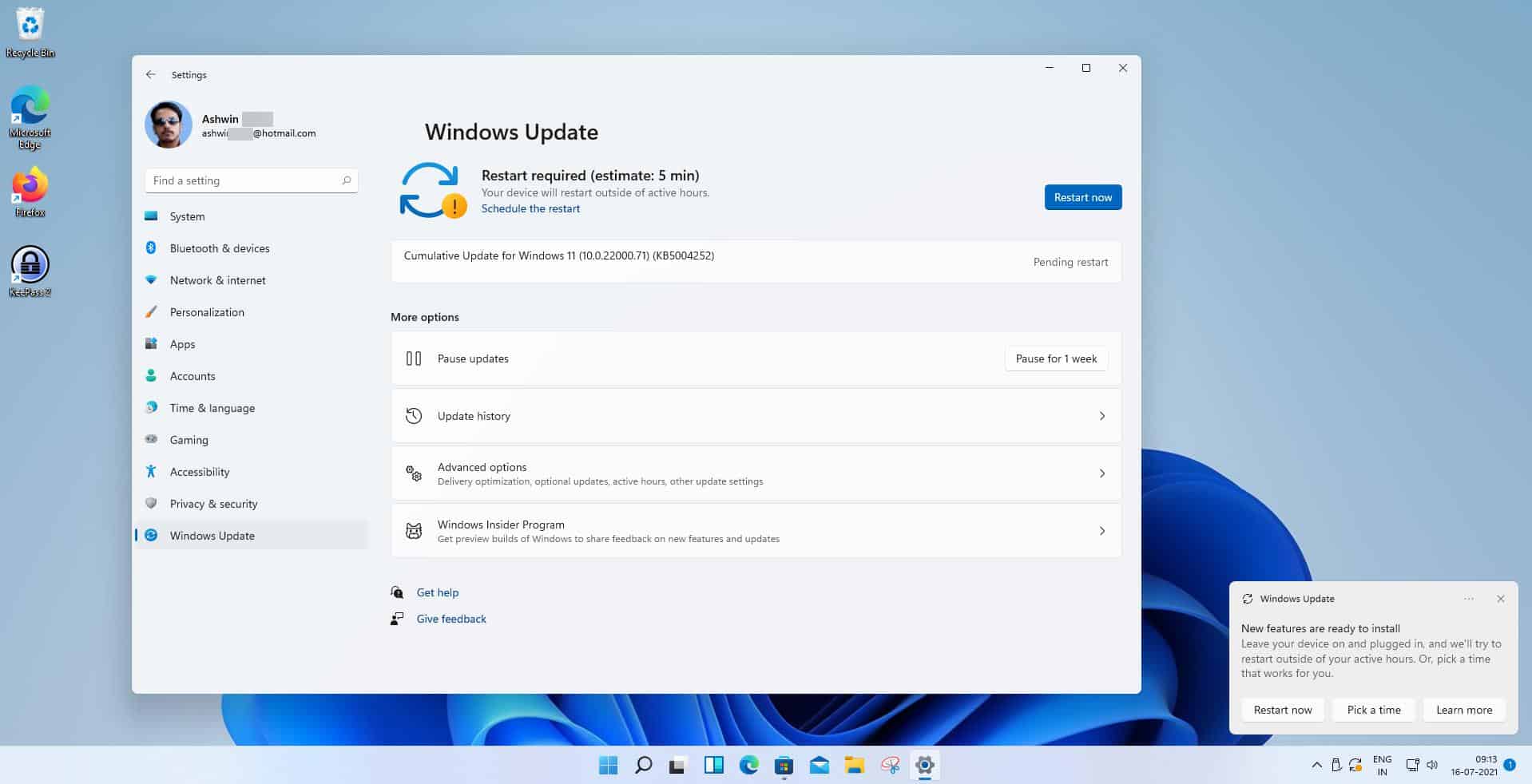 Windows 11 Insider Preview Build 22000.71 has been released