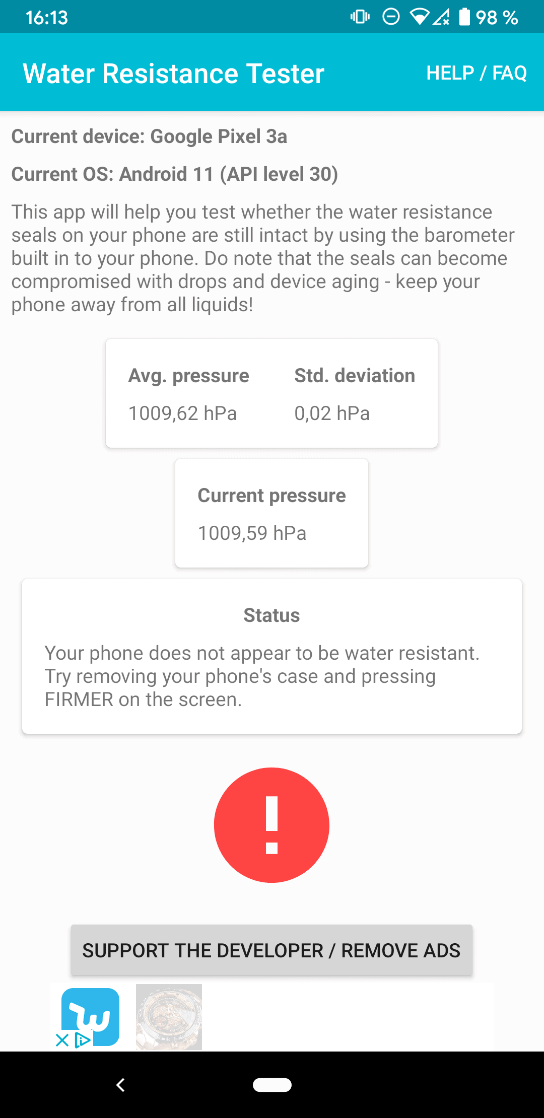 android test water resistance