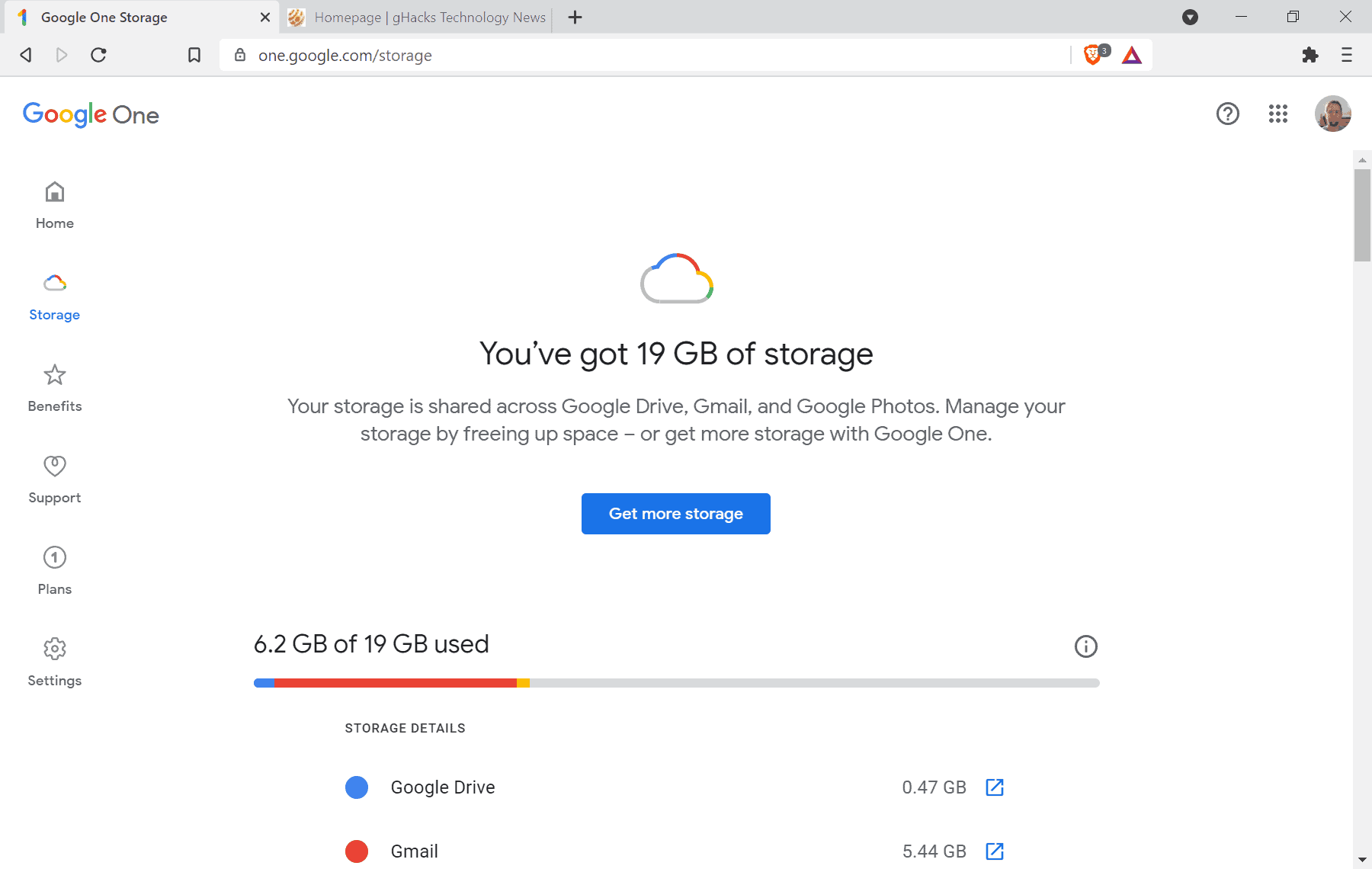 display google storage