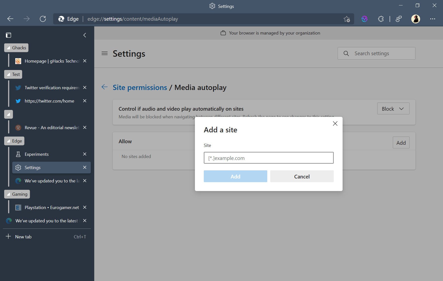 edge allow autoplay