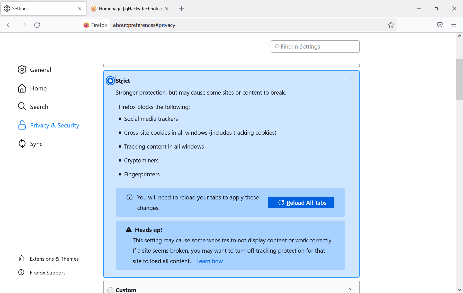 firefox strict tracking protection