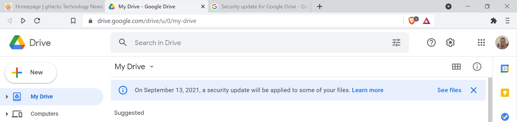 google drive security update