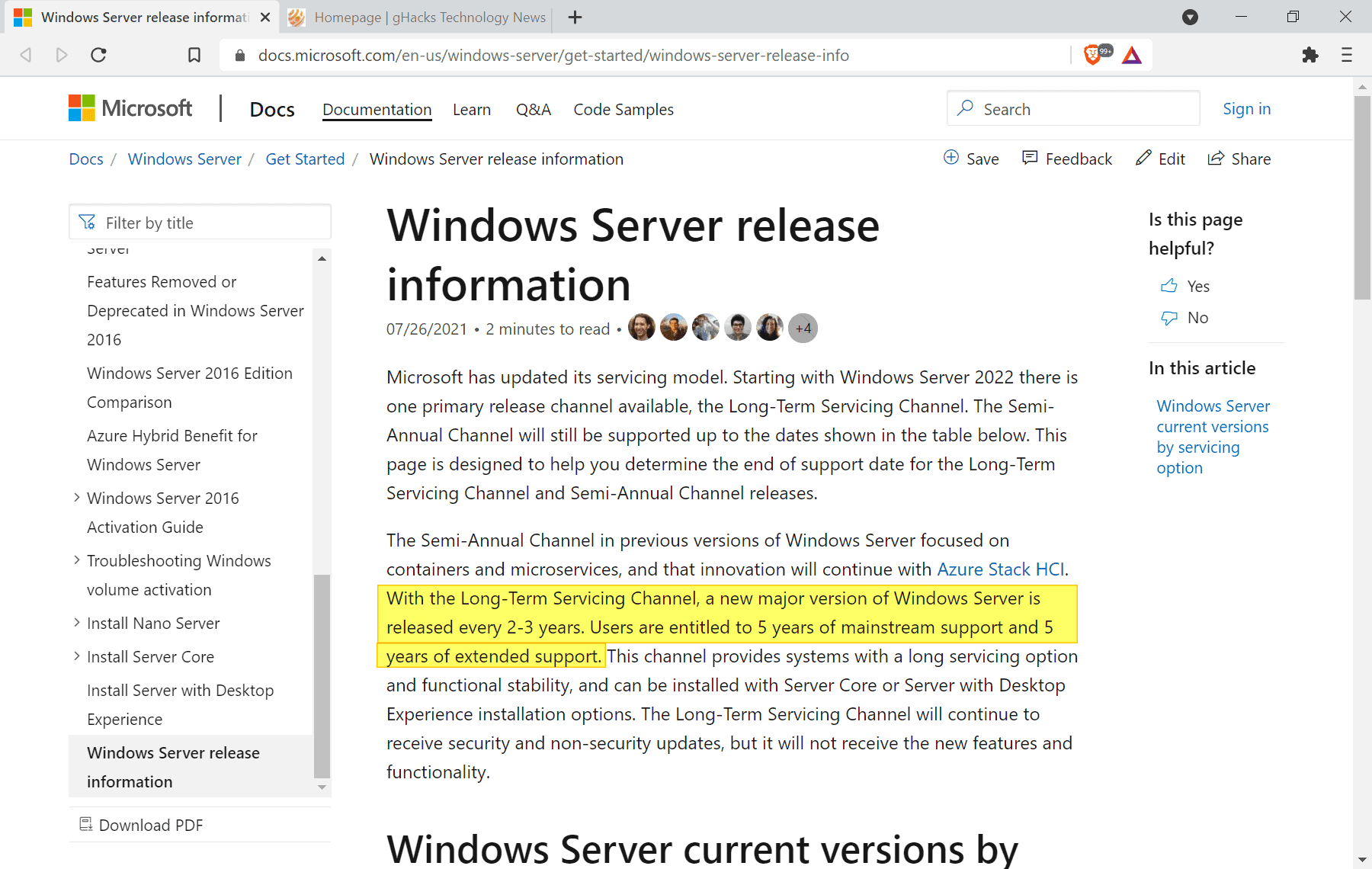 windows server 2022 ltsc