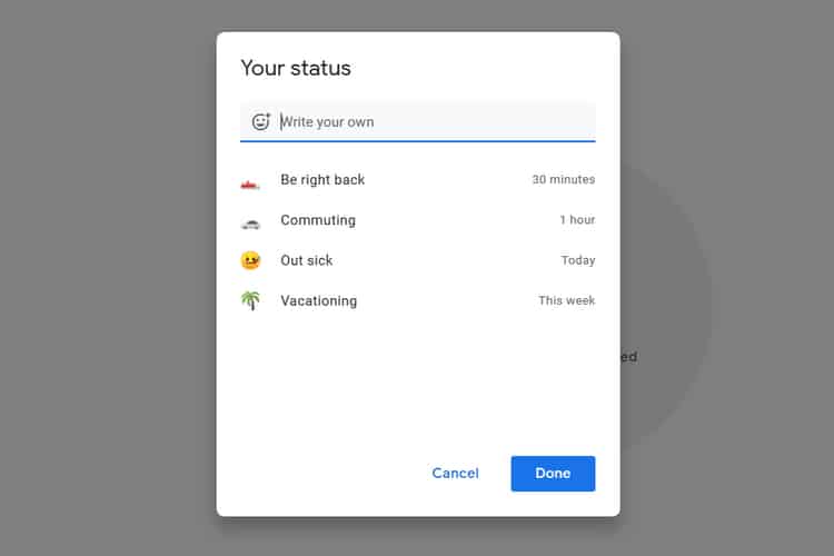 Custom statuses now live on Google Chat for mobile devices