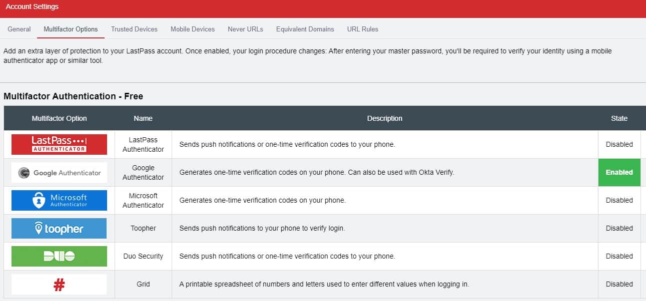 LastPass Password Manager - enable two-factor authentication