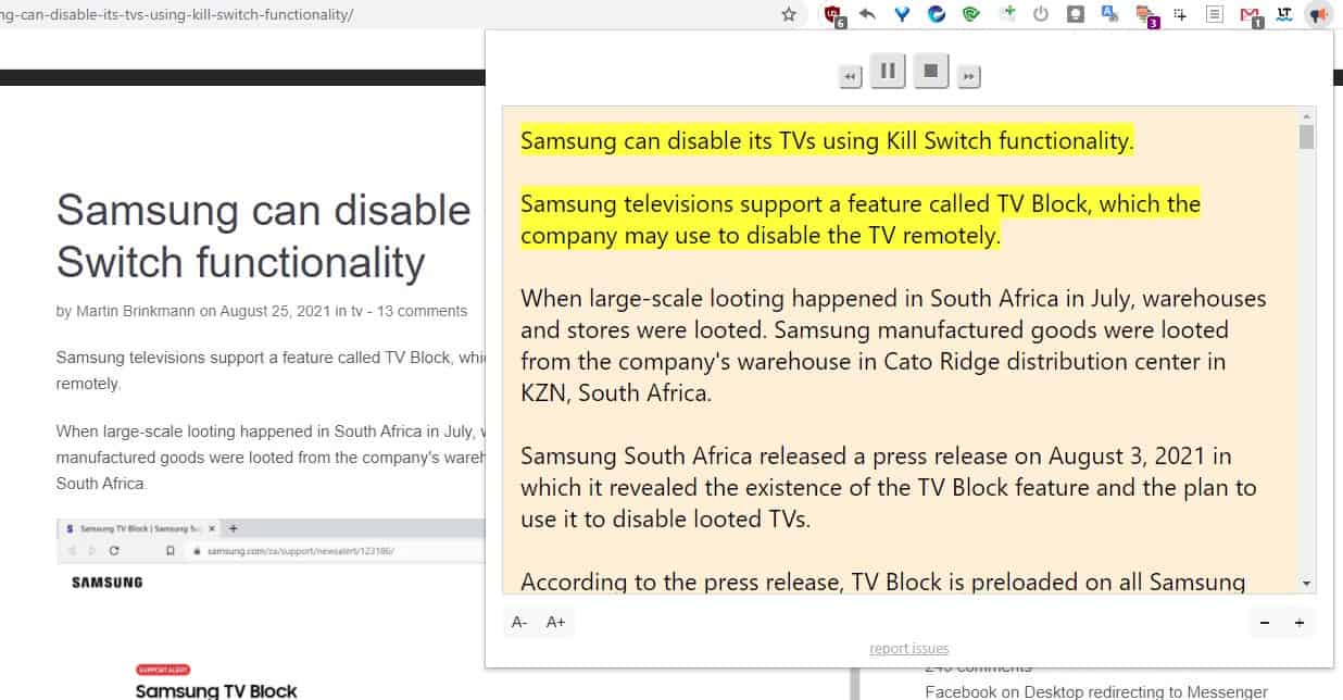 speech to text extension