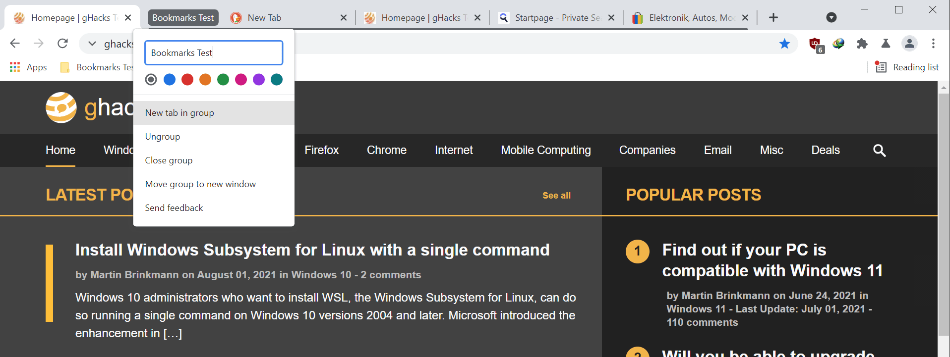 chrome open in tab group