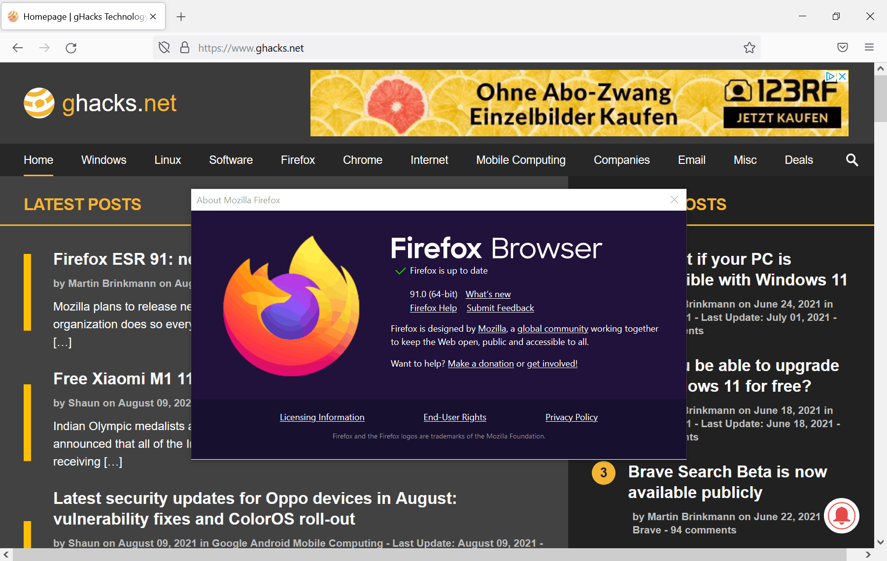 firefox 91.0 release