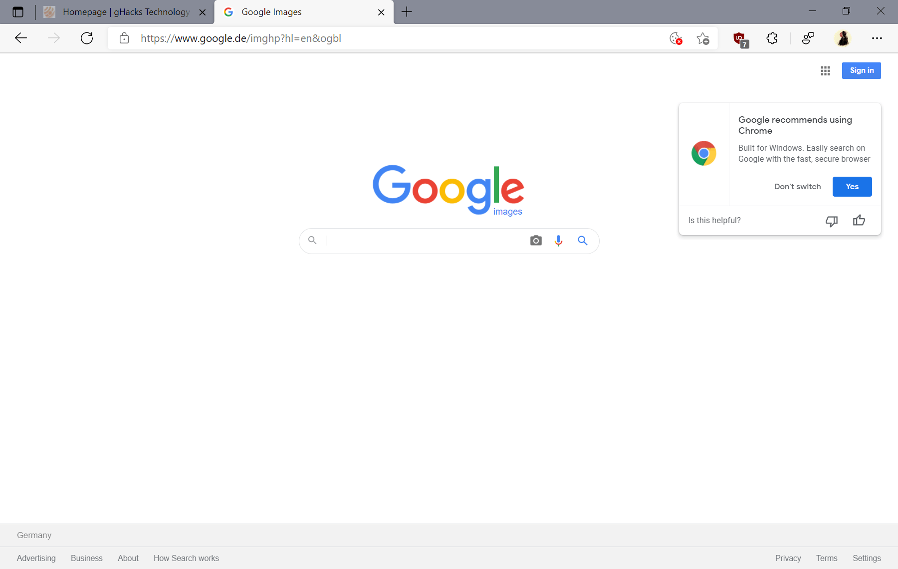 google recommends using chrome