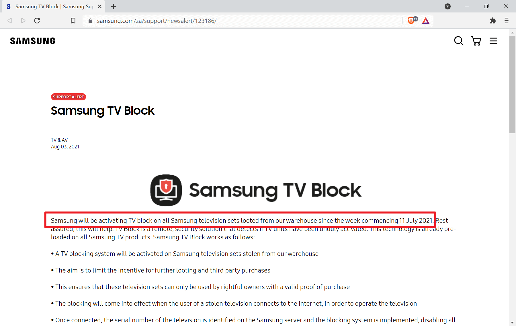 Samsung can disable its TVs using Kill Switch functionality