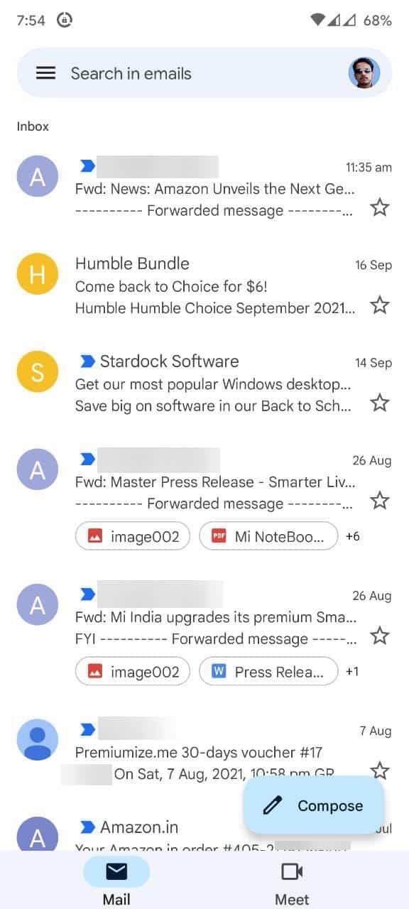 Gmail app material you design