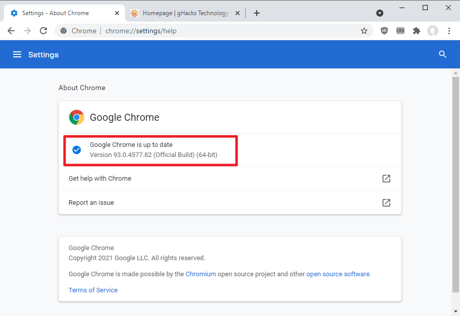 google chrome security update 93.0.4577.82
