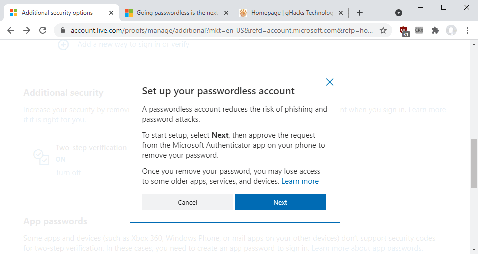 set-up passwordless account