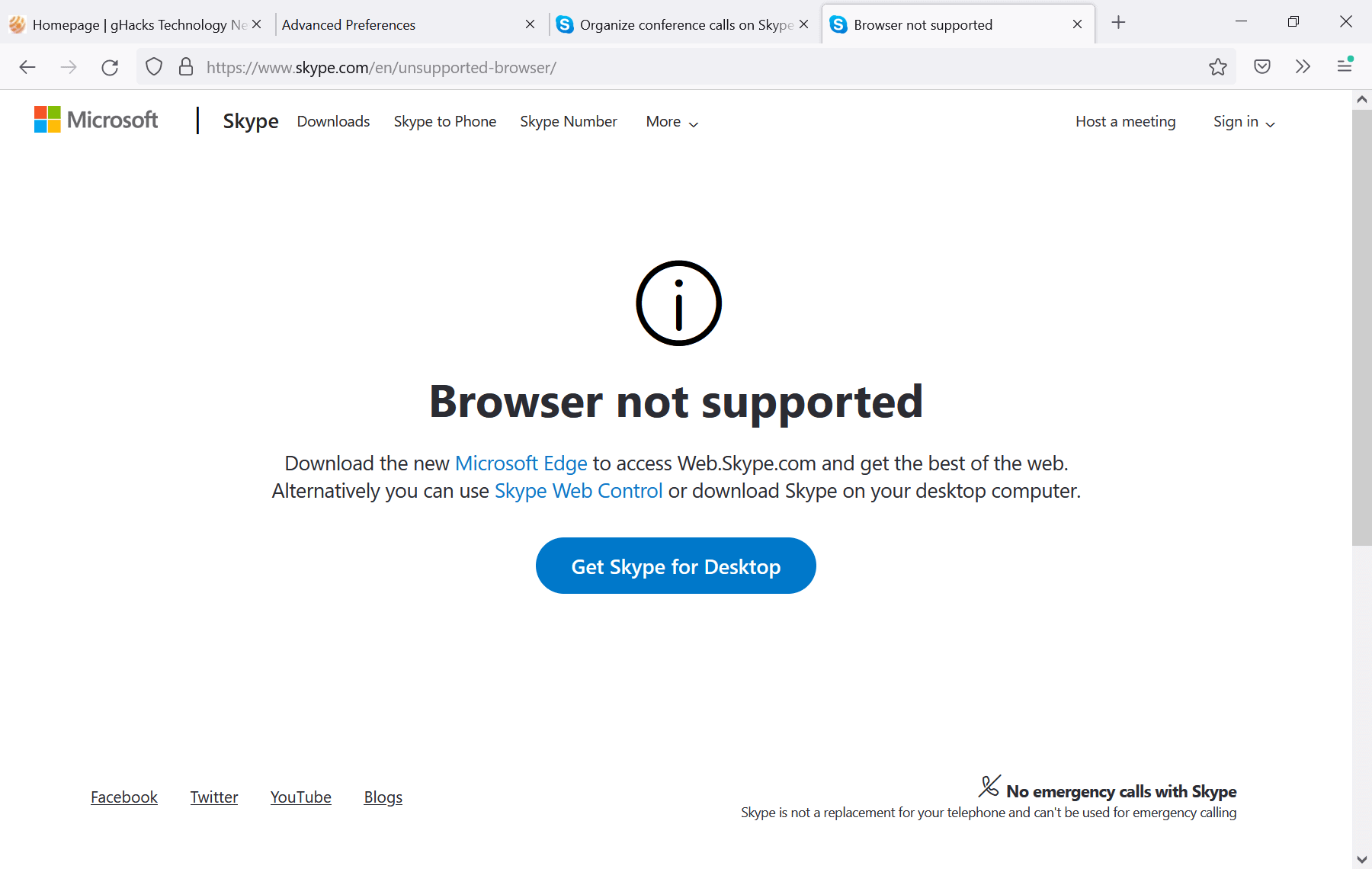 skype firefox browser not supported