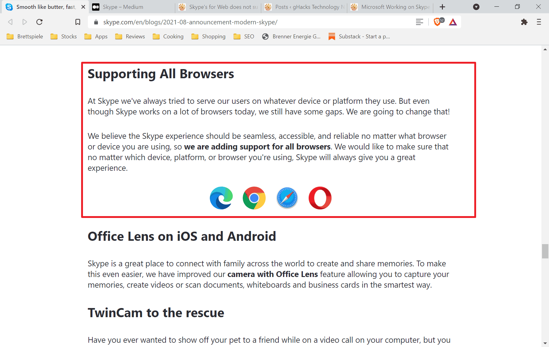 skype support browsers