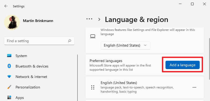 windows 11 add a language