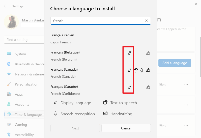 windows 11 display language languages 