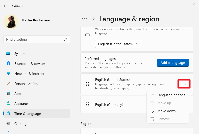 windows 11 language options