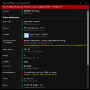 windows 11 requirements check tool