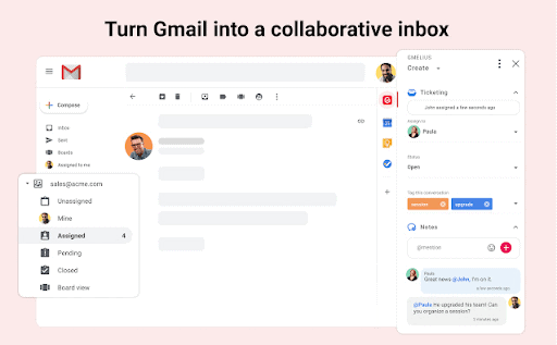 2. Gmelius lets you collaborate easily with team members right from Gmail