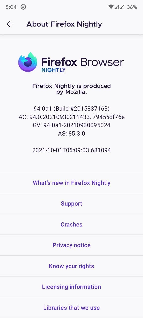 Firefox Nightly on Android