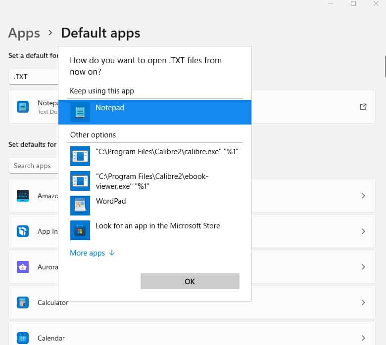 How to set a default program for a file type or link type on Windows 11