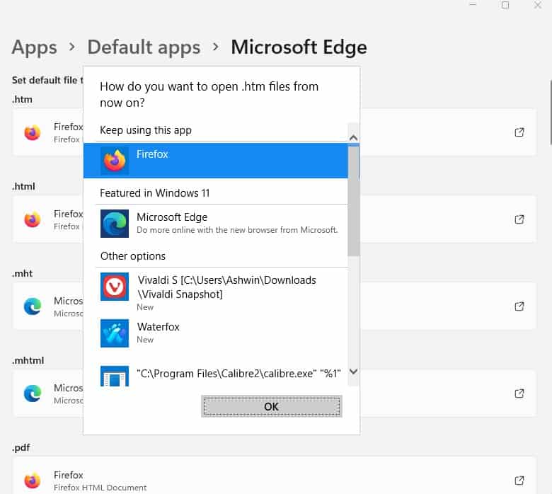 How to set defaults for applications on Windows 11