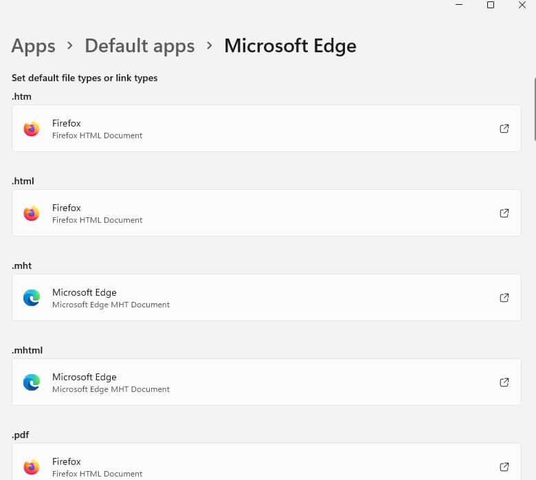 Windows 11 Default Apps Settings
