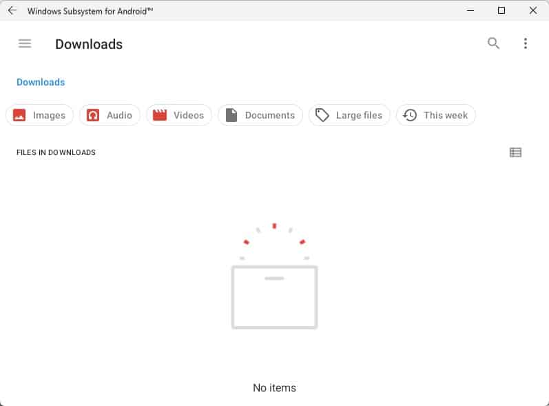 Windows Subsystem for Android interface