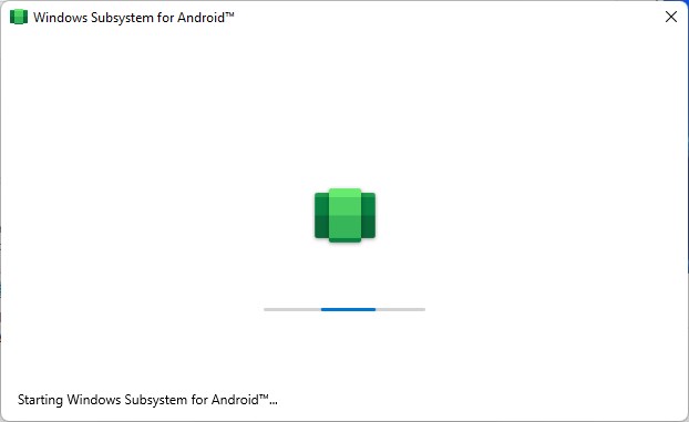 Windows Subsystem for Android starting