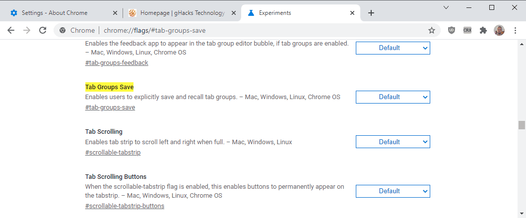 chrome tab groups save