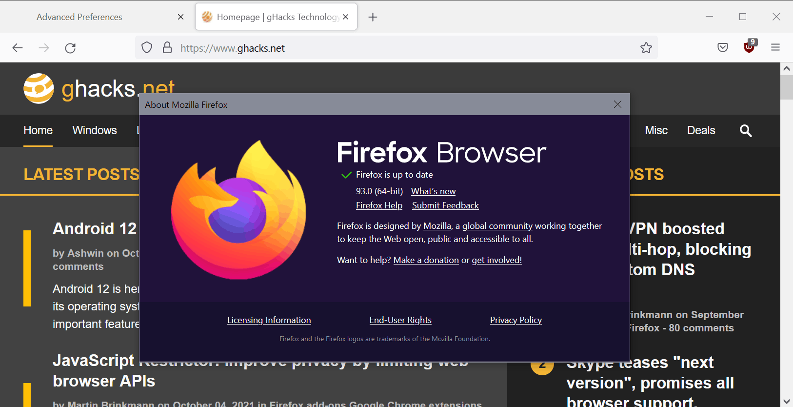 mozilla firefox 93.0 browser