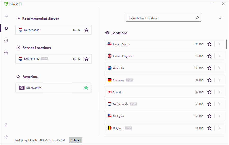 PureVPN locations