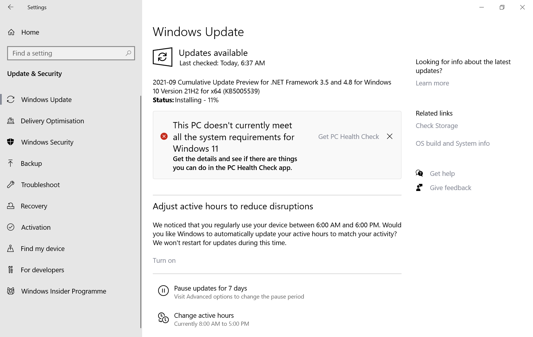 this pc doesn't currently meet all the system requirements for windows 11