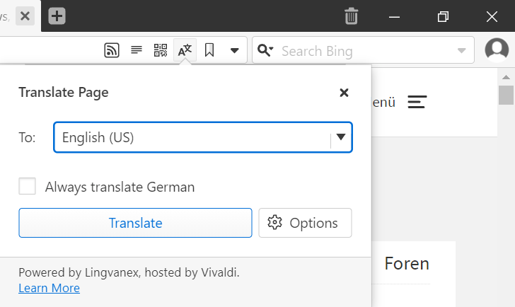 vivaldi 4.3 translate