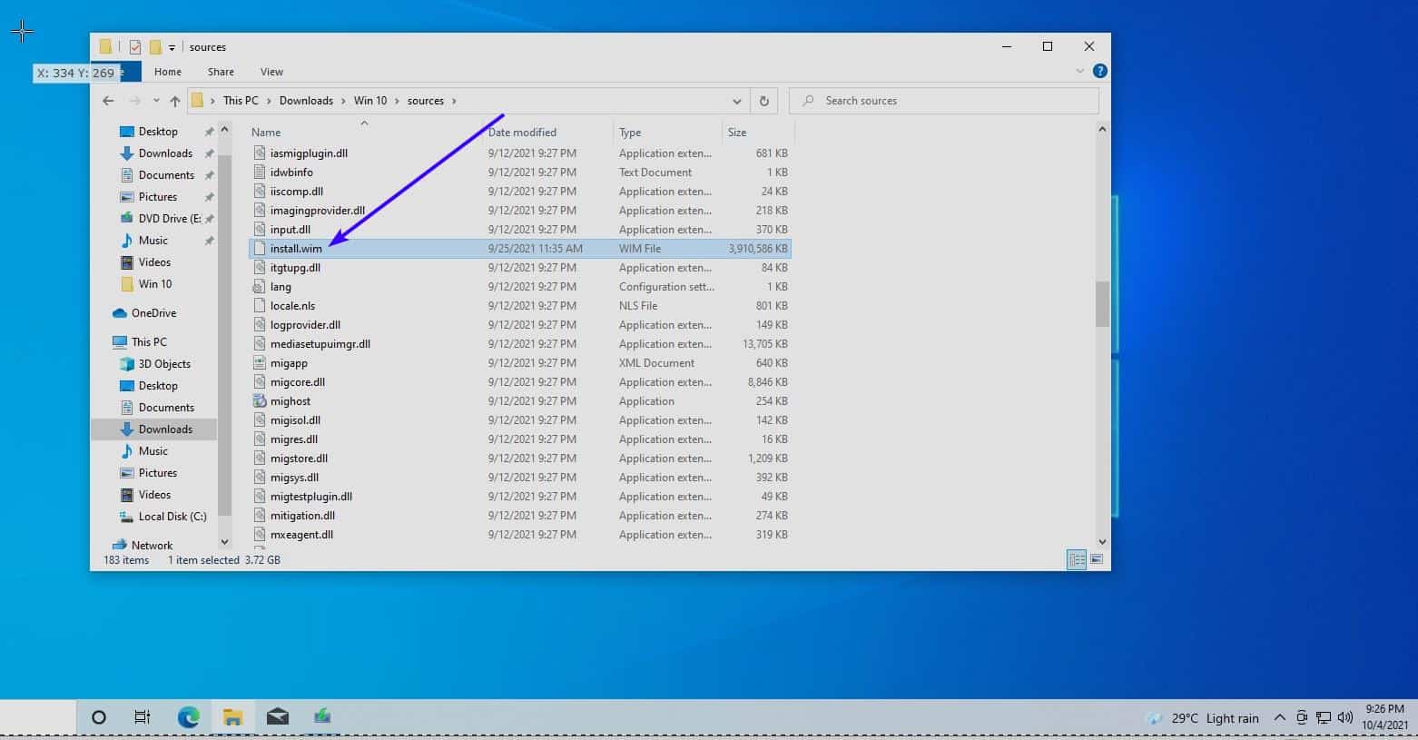 win 11 using win 10 install files