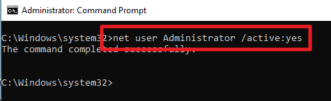 comando de habilitar la cuenta de administrador de Windows 11
