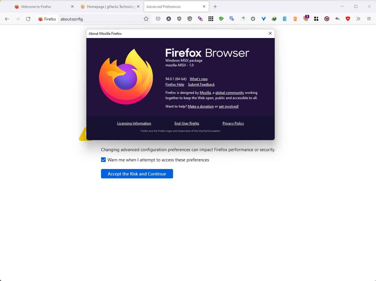 Firefox Windows Store version