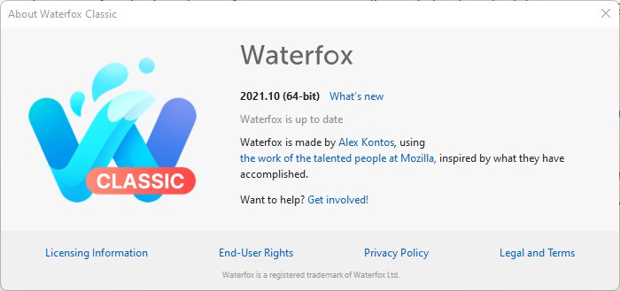 Waterfox Classic will continue to be supported